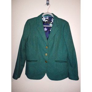 Talbots Aberdeen Wool Trim Blazer Jacket Womens Size 10 Green